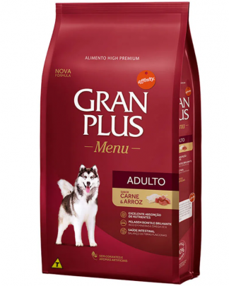 Ração GranPlus Menu Para Cães Adultos Sabor Carne e Arroz