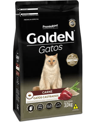 Ração Seca PremieR Pet Golden Gatos Adultos Castrados Carne