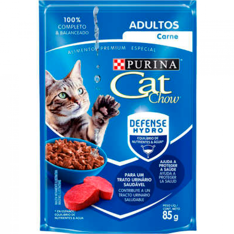 Ração Úmida Nestlé Purina Cat Chow Sachê Adultos Carne ao Molho