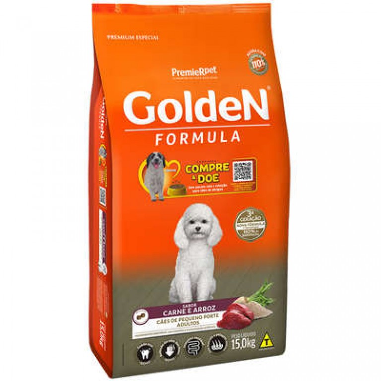 Ração Seca PremieR Pet Golden Formula Carne e Arroz para Cães Adultos de Raças Pequenas